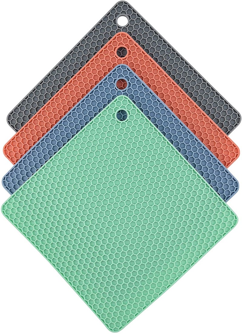 P-Plus International Silicone Trivet Mats | Hot Pot Holders | Drying Mat. Our potholders Kitchen Tools is Heat Resistant to 440°F, Non-Slip, Durable, Flexible Easy to wash (Pack of 4 Multi) - Image 1