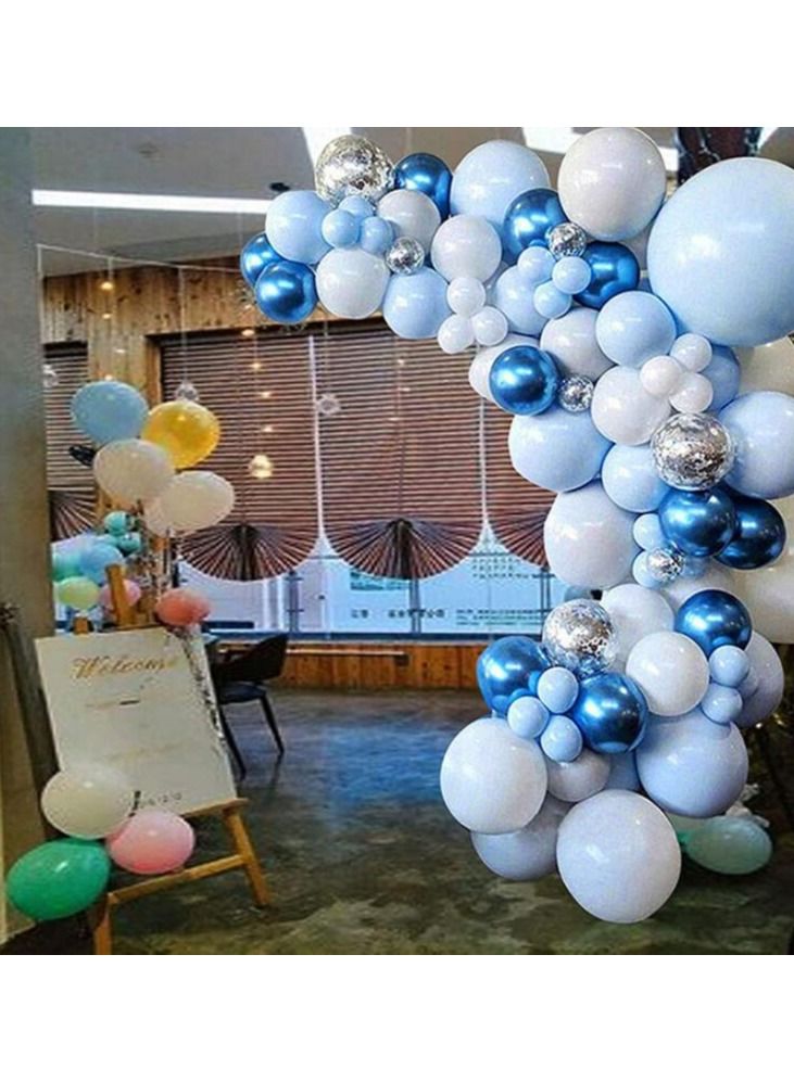 DUNISO 107pcs Blue Balloon Garland Arch Kit Metallic Pastel Blue White Latex Balloons Set For Baby Wedding Birthday Party Background Decorations - Image 4