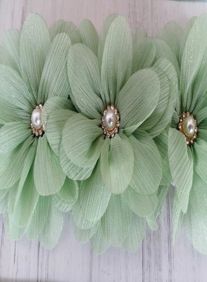 Oyabridal Pearl Tulle Flower Girl Sash Belt for Dress Bridesmaid and Flower Girls Sash Belt Bridal Wedding (Sage) - Image 2
