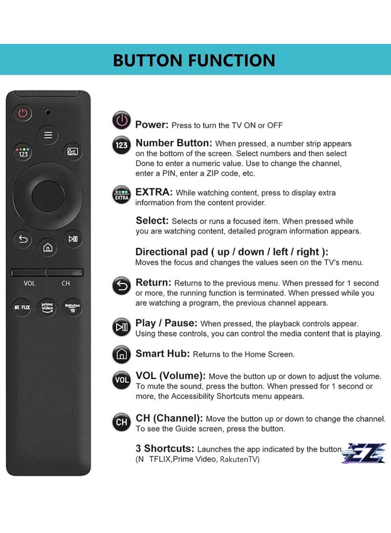 ELTRAZONE Universal Remote Control Compatible with Samsung Smart TV LCD LED UHD QLED 4K HDR with Netflix and Prime Video Buttons with battery - Image 2