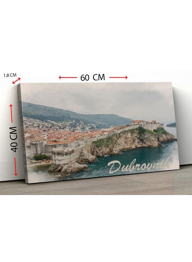هوم جاليري لوحة فنية جدارية من القماش، صورة تجريدية مؤطرة لأسوار مدينة دوبروفنيك القديمة، 120×80 سم - Image 4
