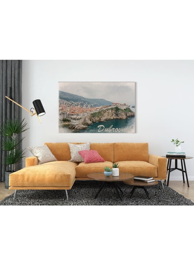 هوم جاليري لوحة فنية جدارية من القماش، صورة تجريدية مؤطرة لأسوار مدينة دوبروفنيك القديمة، 120×80 سم - Image 5