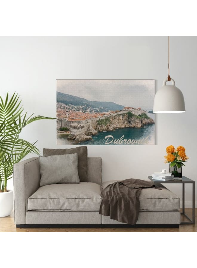 هوم جاليري لوحة فنية جدارية من القماش، صورة تجريدية مؤطرة لأسوار مدينة دوبروفنيك القديمة، 120×80 سم - Image 3