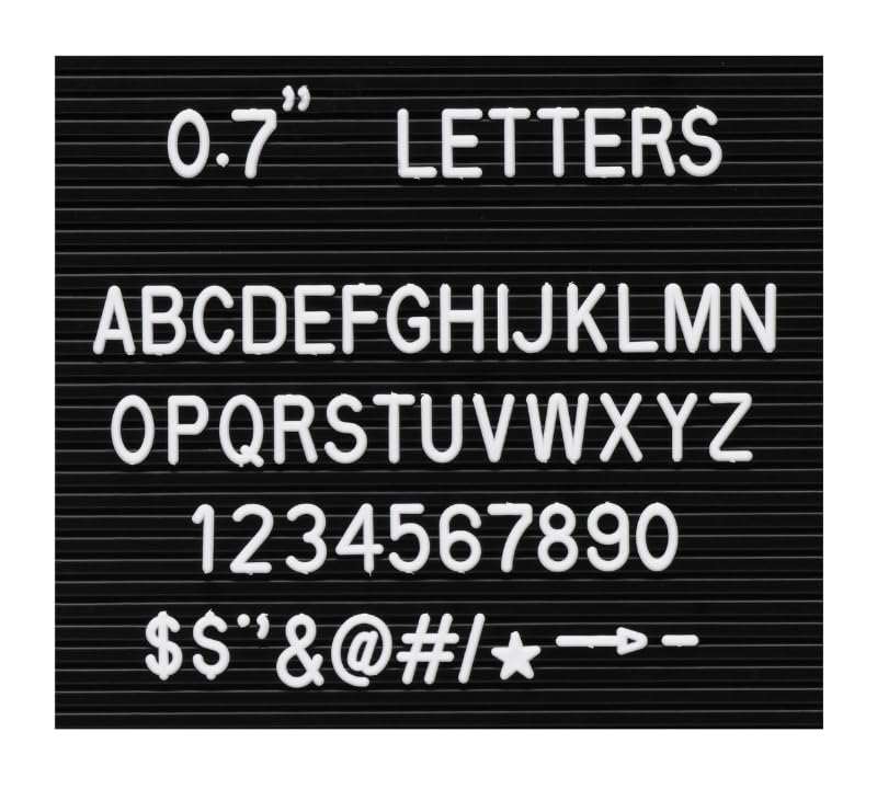 Veskaoty Letters for Felt Letter Boards, 300 Pieces Including Characters, Numbers & Symbols 0.7 Inch for Changeable Plastic Message Boards (White) - Image 1