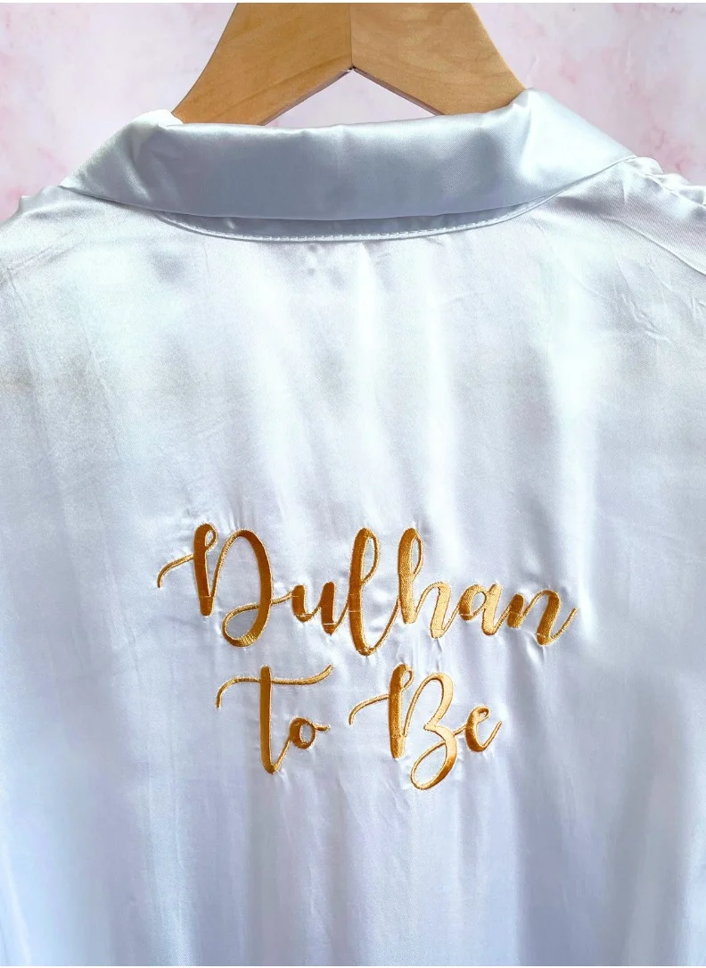 Peacock Supplies White Dulhan To Be Bridal Full Length Silk Robe