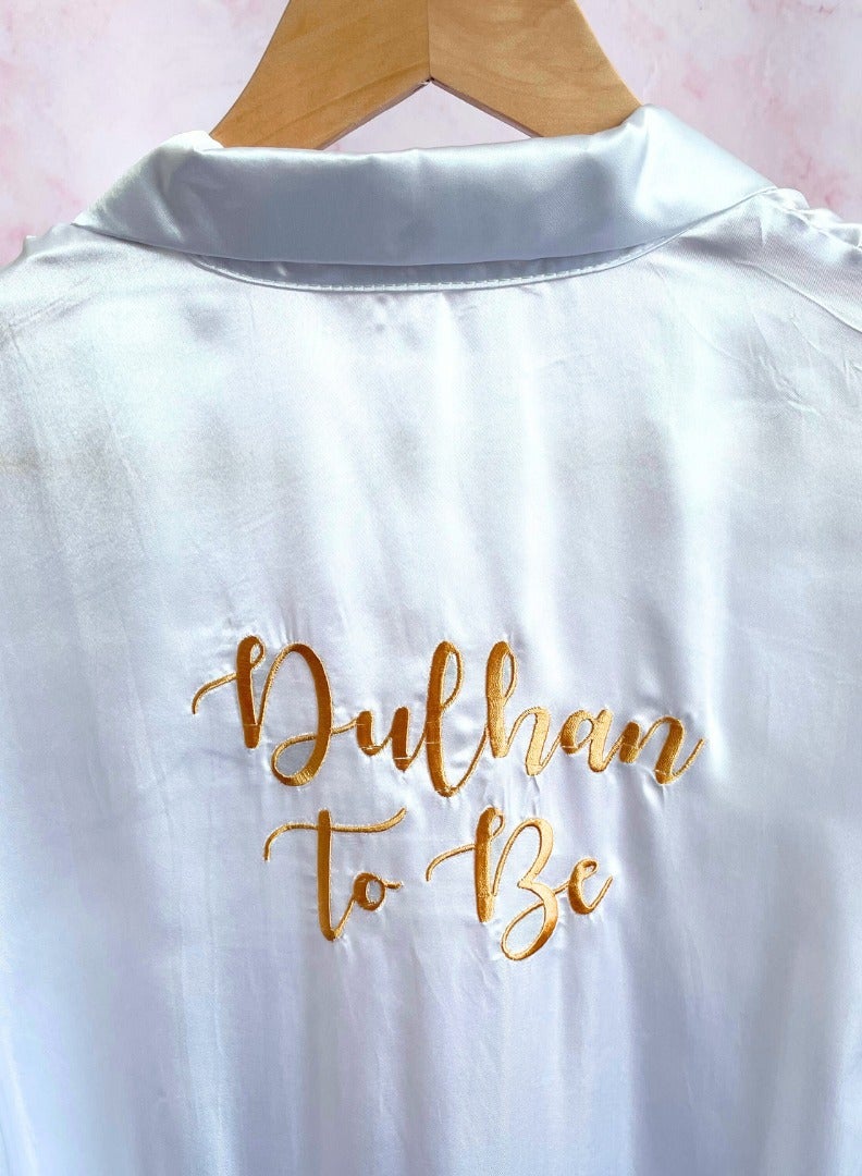 Peacock Supplies White Dulhan To Be Bridal Full Length Silk Robe 