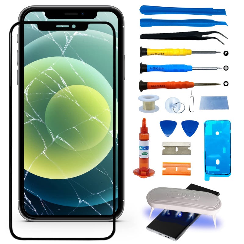 Agzssl Front Screen Glass Replacement Compatible with iPhone 1313 Pro Outer Screen Glass Repair Kit incl Waterpoof Frame AdhesiveRepair Glue and Lamp Tool KitNo DigitizerNo LCD 61inch - Image 2