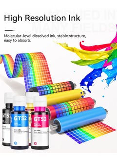 Generic مجموعة إعادة تعبئة الحبر GT52 المتوافقة مع طابعة HP DeskJet Smart GT Tank Ink (4 عبوات)  - Image 2