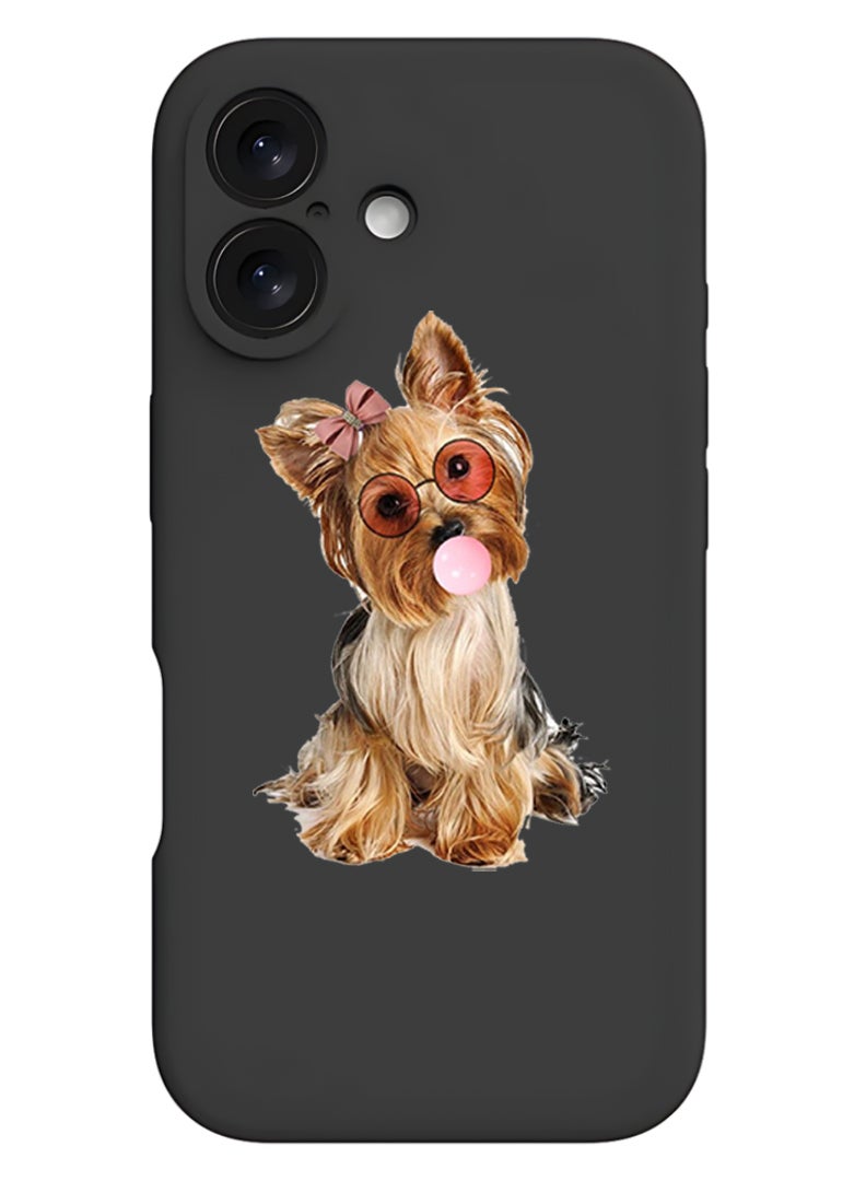 Theodor iPhone 16 Black Protective Slim Fit Case Liquid Silicone Cover with Full Body Protection Anti-Scratch Shockproof Case For iPhone - Dog - Image 1