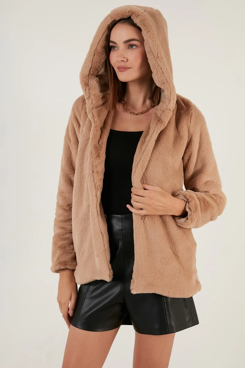 Lela Hooded Soft Shaggy Lined Slim Fit Faux Fur Women's Fur 6238066