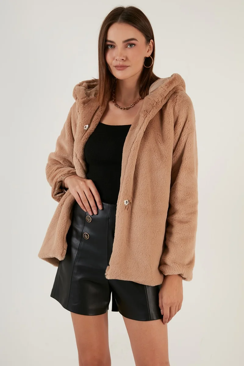 Lela Hooded Soft Shaggy Lined Slim Fit Faux Fur Women's Fur 6238066