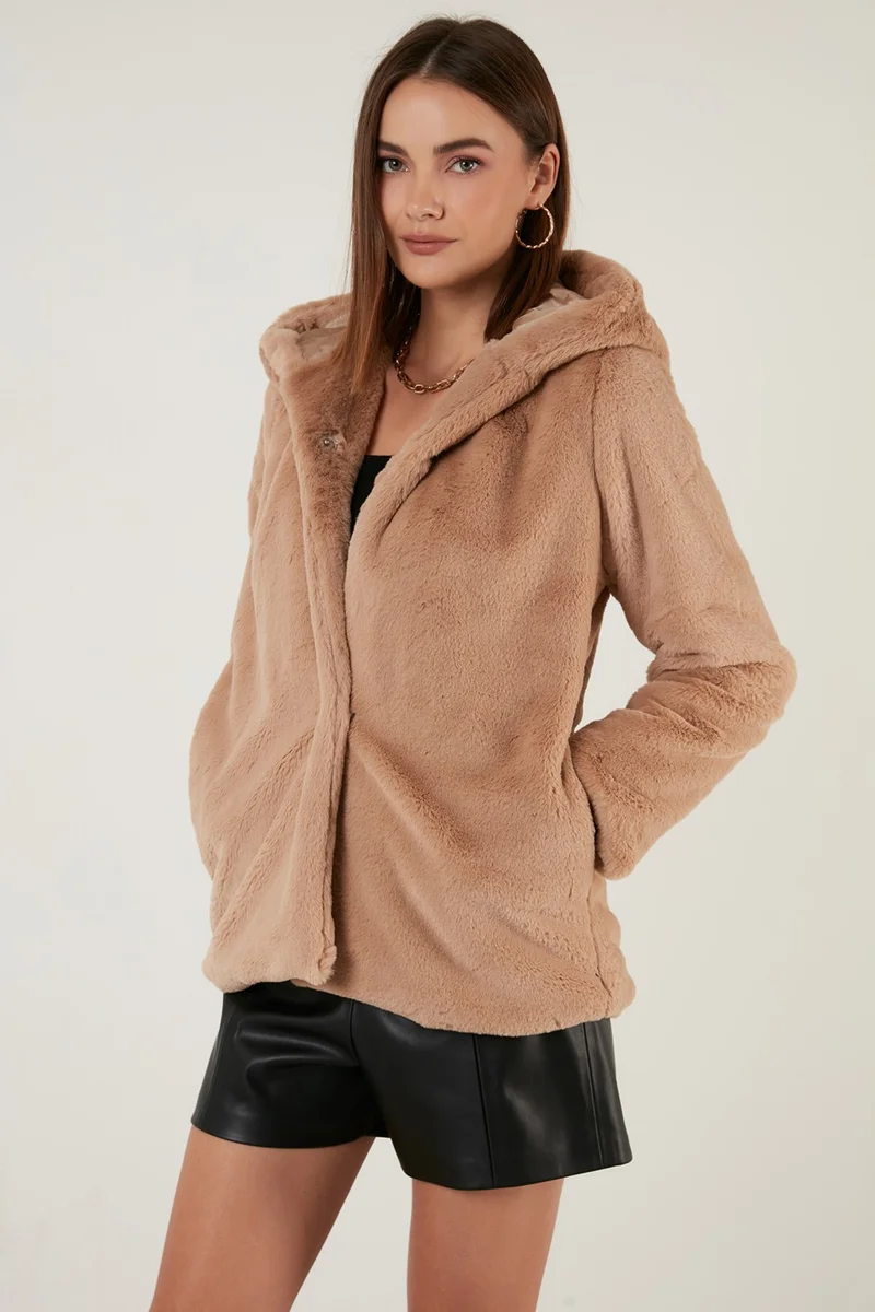 Lela Hooded Soft Shaggy Lined Slim Fit Faux Fur Women's Fur 6238066
