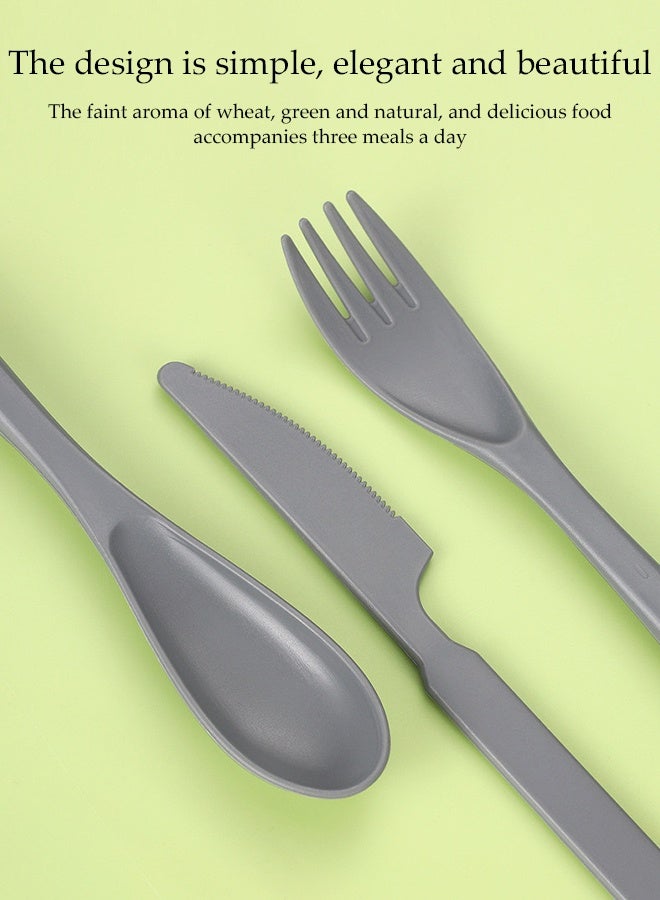 DUNISO 28 Pcs Wheat Straw Dinnerware Set，Portable Reusable Dinnerware Cutlery Sets，Eco-Friendly Lightweight Unbreakable Dish Set，for Kids Adult Home Office Party Picnic Camping Outdoor - Image 4