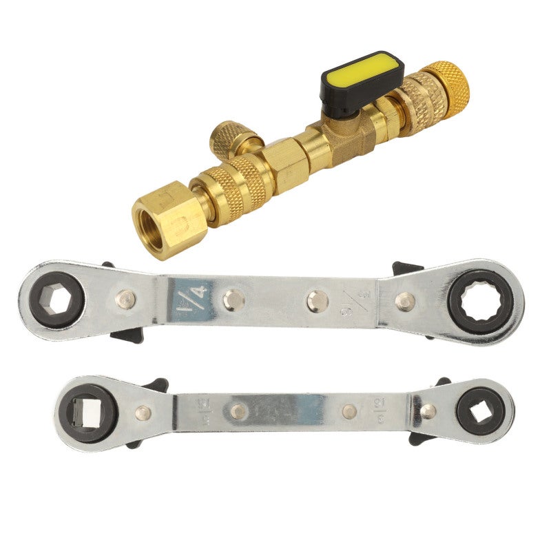 AC Valve Core Remover: SAE 1/4 & 5/16 Inch Ports, Durable Heat-Resistant Construction - No Machine Shutdown Operation HVAC Valve Core Tool for Home Refrigeration & A/C Systems Repair - Image 4