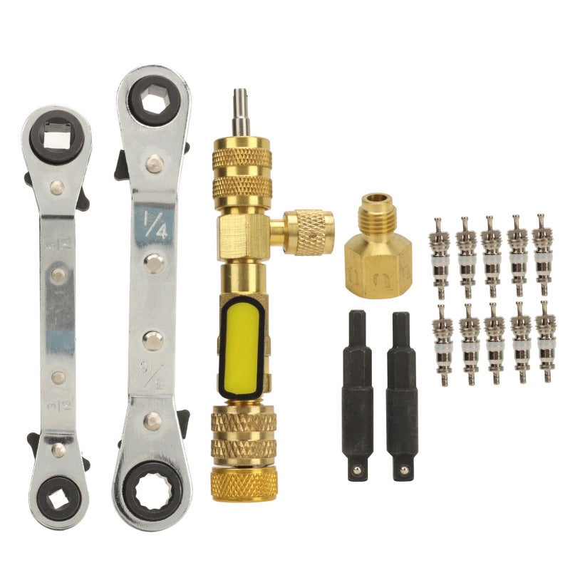 AC Valve Core Remover: SAE 1/4 & 5/16 Inch Ports, Durable Heat-Resistant Construction - No Machine Shutdown Operation HVAC Valve Core Tool for Home Refrigeration & A/C Systems Repair - Image 1