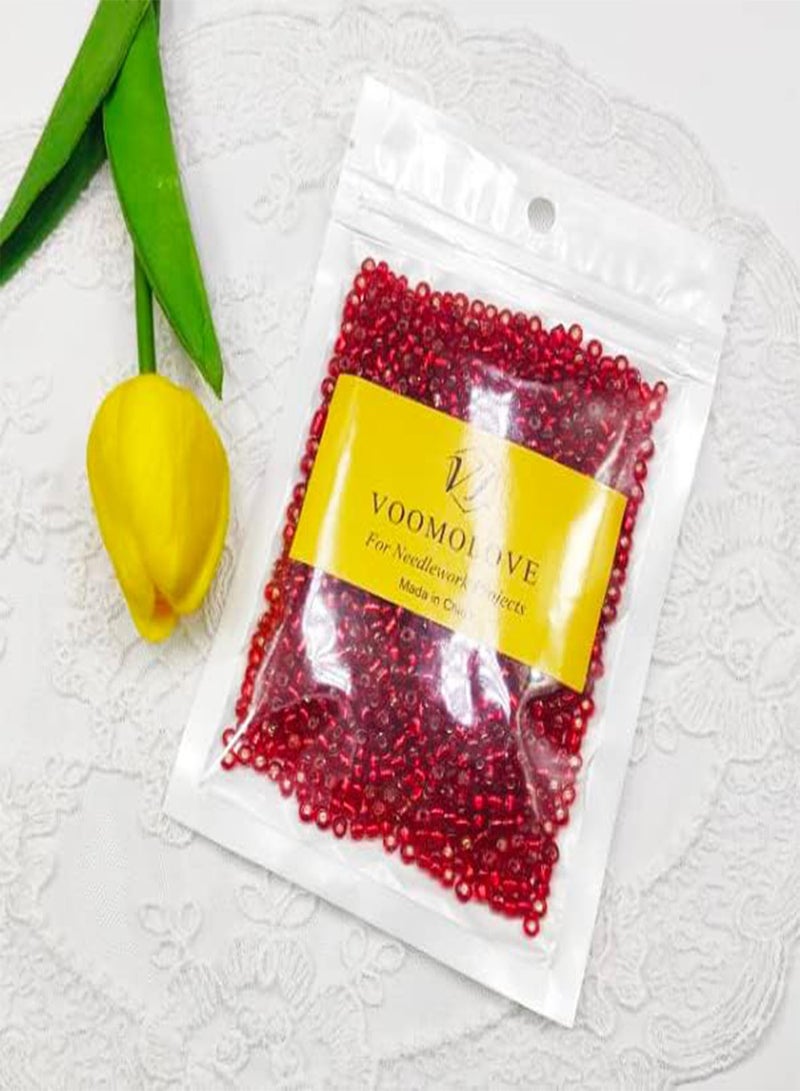 GGOOT Bulk 4mm Silver core Crimson Seed Beads for Jewelry Making 110 Grams About 160pcs,6/0 Glass Craft Beads for Making Earrings, Bracelets, Pendants, Waist Jewelry, DIY Handmade Seed Beads - Image 4