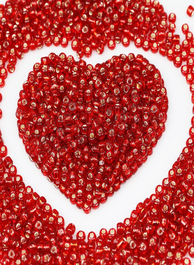 GGOOT Bulk 4mm Silver core Crimson Seed Beads for Jewelry Making 110 Grams About 160pcs,6/0 Glass Craft Beads for Making Earrings, Bracelets, Pendants, Waist Jewelry, DIY Handmade Seed Beads - Image 1