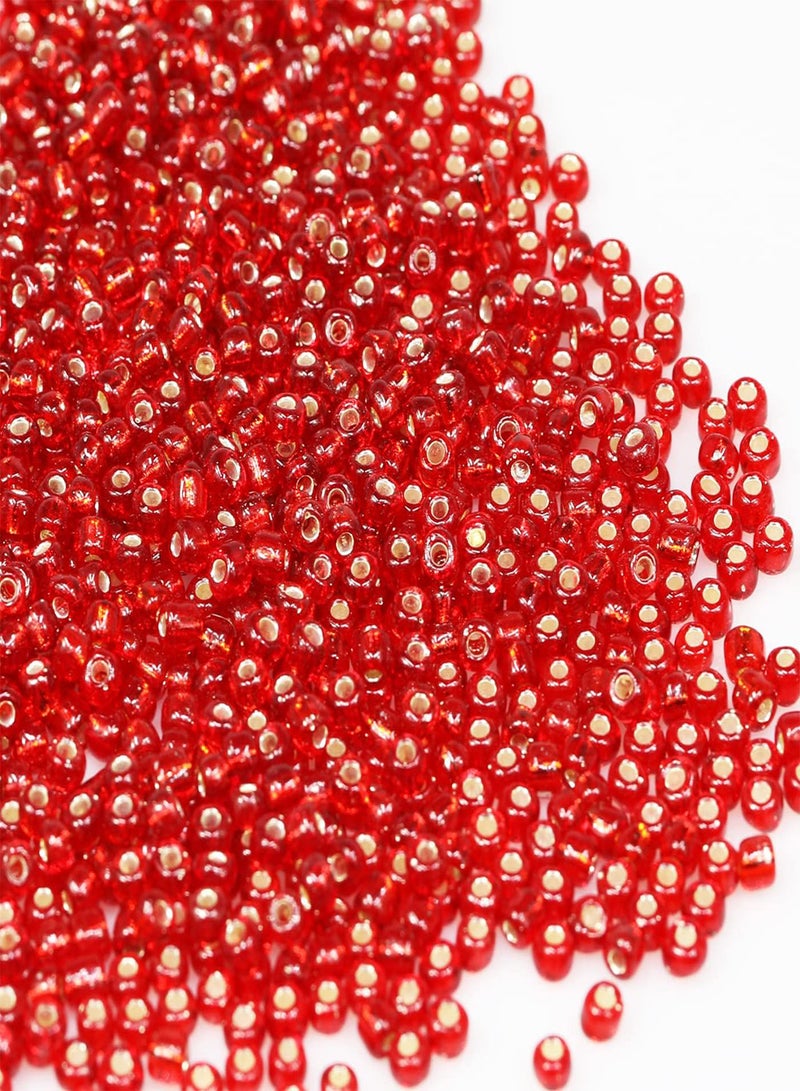 GGOOT Bulk 4mm Silver core Crimson Seed Beads for Jewelry Making 110 Grams About 160pcs,6/0 Glass Craft Beads for Making Earrings, Bracelets, Pendants, Waist Jewelry, DIY Handmade Seed Beads - Image 2