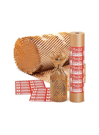 Biodegradable Honeycomb Packing Paper Wrap with 20 Fragile Stickers - Eco-Friendly Bubble Wrap Alternative for Cushioning Fragile Items - Recyclable Packaging Material Made from Paper (30cm x 30m) - pzsku/Z221C9CC371FA8B01AAB8Z/45/_/1717422522/a0a17cdc-661d-4908-a633-c16653888520