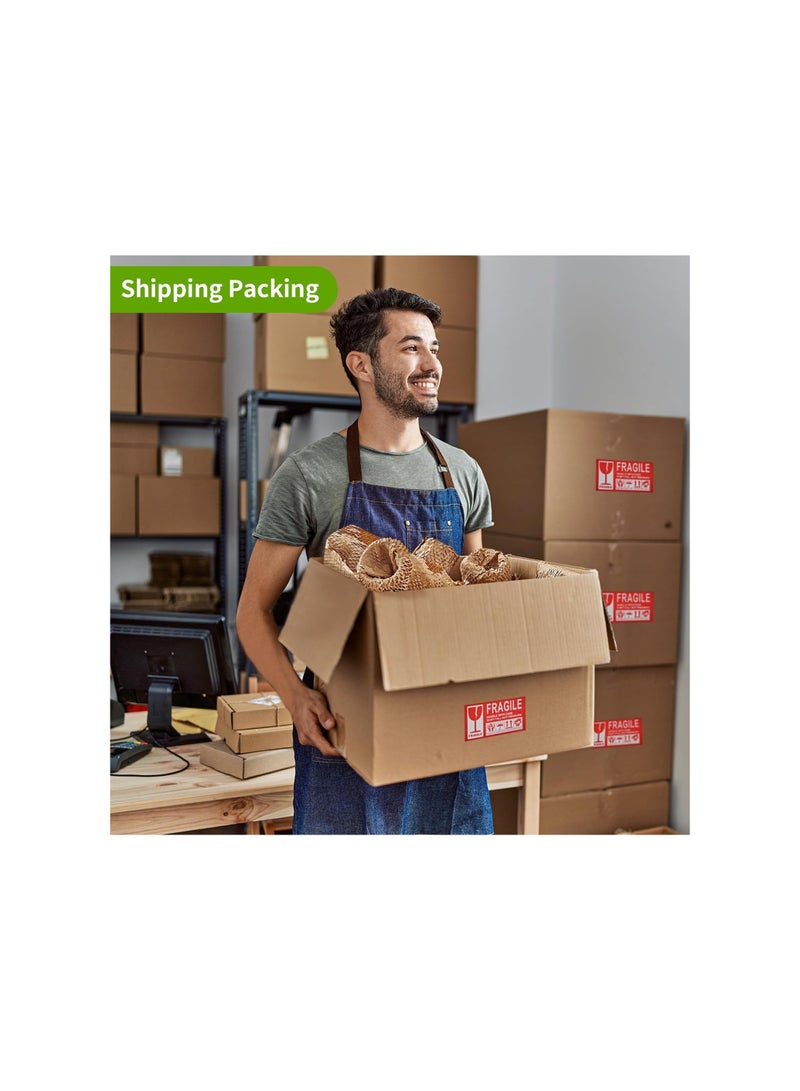 Biodegradable Honeycomb Packing Paper Wrap with 20 Fragile Stickers - Eco-Friendly Bubble Wrap Alternative for Cushioning Fragile Items - Recyclable Packaging Material Made from Paper (30cm x 30m)