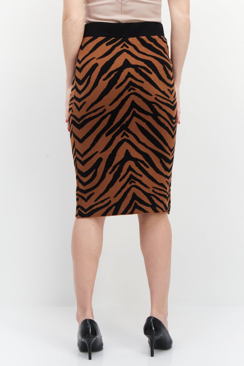 CARMEN MARC VALVO Women Animal Print Midi Skirt, Black Combo - Image 4