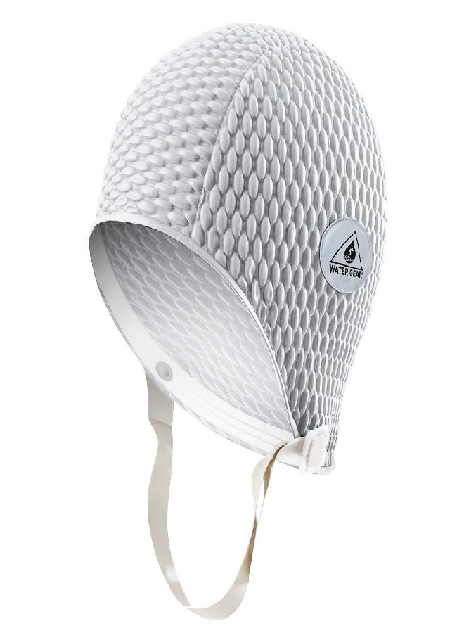 Water Gear Natural Rubber Swim Bubble Cap (White, Large) - Image 1