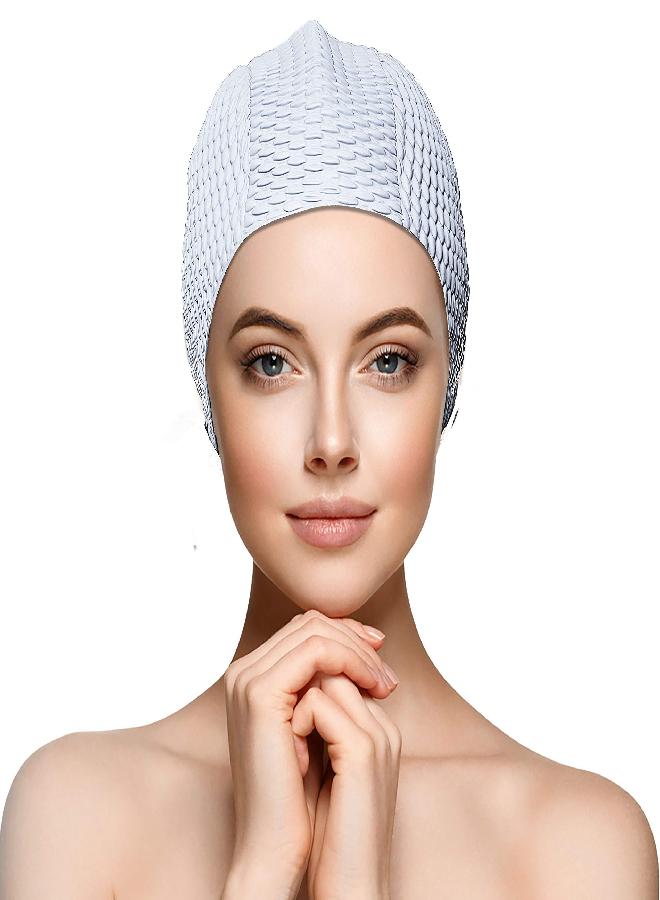 Water Gear Natural Rubber Swim Bubble Cap (White, Large) - Image 5