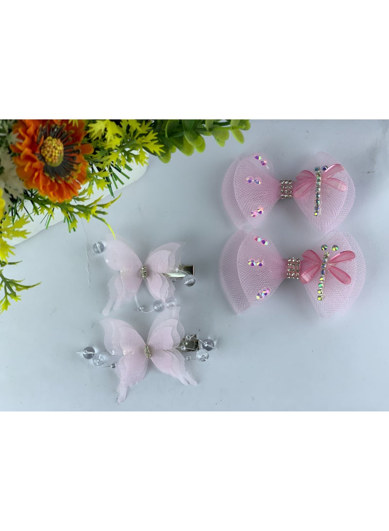 Girls Hair Clips Set (Bows & Butterflies) – 4 Pieces, Elegant Design & High Quality - Image 4