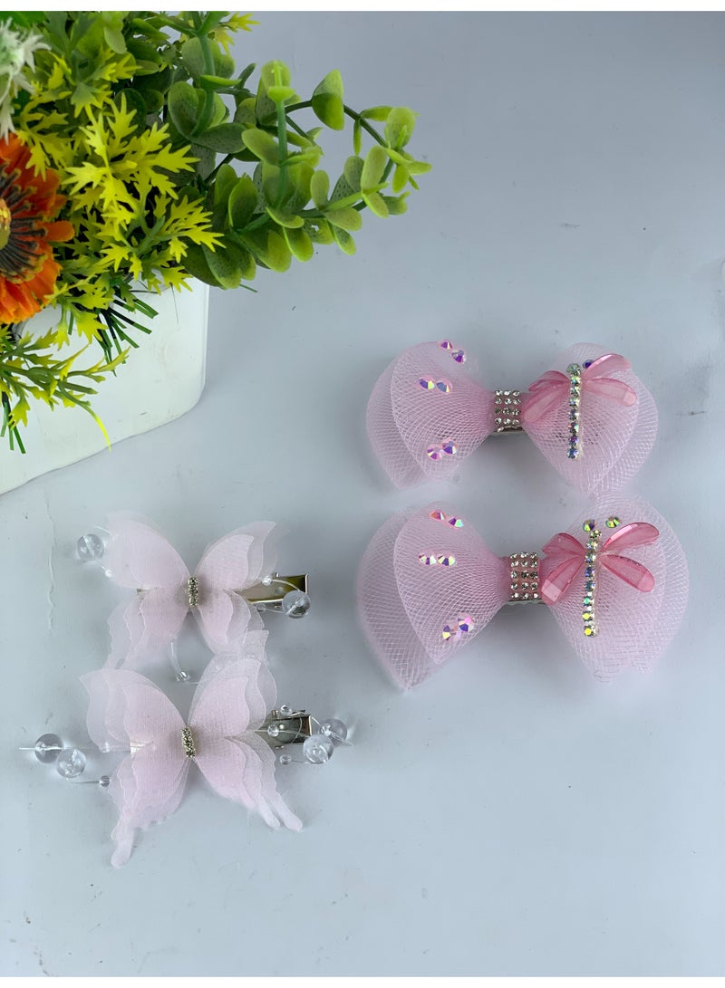 Girls Hair Clips Set (Bows & Butterflies) – 4 Pieces, Elegant Design & High Quality - Image 2