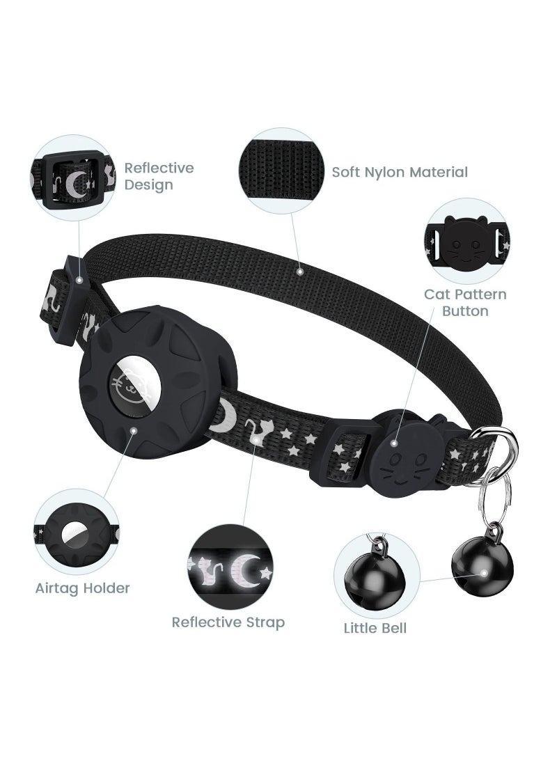 Y&D - Cat Collar for Airtag, Refective with Safety Buckle and Waterproof Air Tag Holder in 3/8" Width, Compatible Apple Airtag Dog Kitten Puppy - Image 1