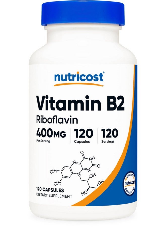 Nutricost Vitamin B2 (Riboflavin) 400mg, 120 Capsules - Gluten Free, Non-GMO - Image 1