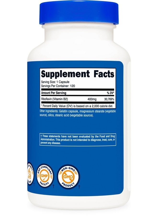 Nutricost Vitamin B2 (Riboflavin) 400mg, 120 Capsules - Gluten Free, Non-GMO - Image 5