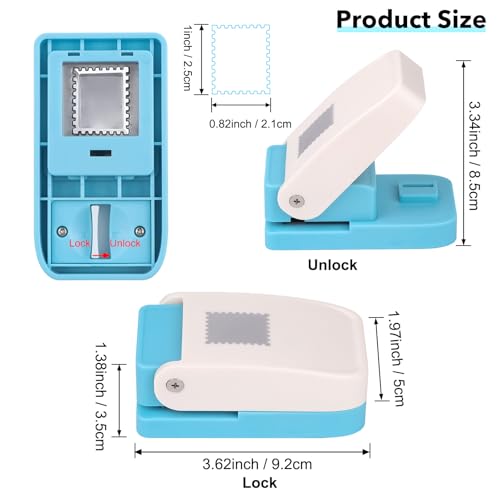 CYFUN DESIGN 2 Pcs Stamp Punch, 1 Inch Square Stamp Punch & 1X0.8 Inch Rectangular Postage Stamps Punches, Stamps Shaped Paper Puncher, Portable Lever Action Craft Punches for Paper Crafting DIY Scrapbooking - Image 5