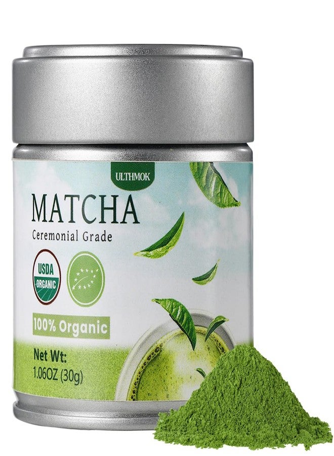 ULTHMOK Ceremonial Grade Matcha Green Tea Powder, 1.06 Oz/30g, 100% Organic & No Additives & Gluten-Free Vegan. - Image 1