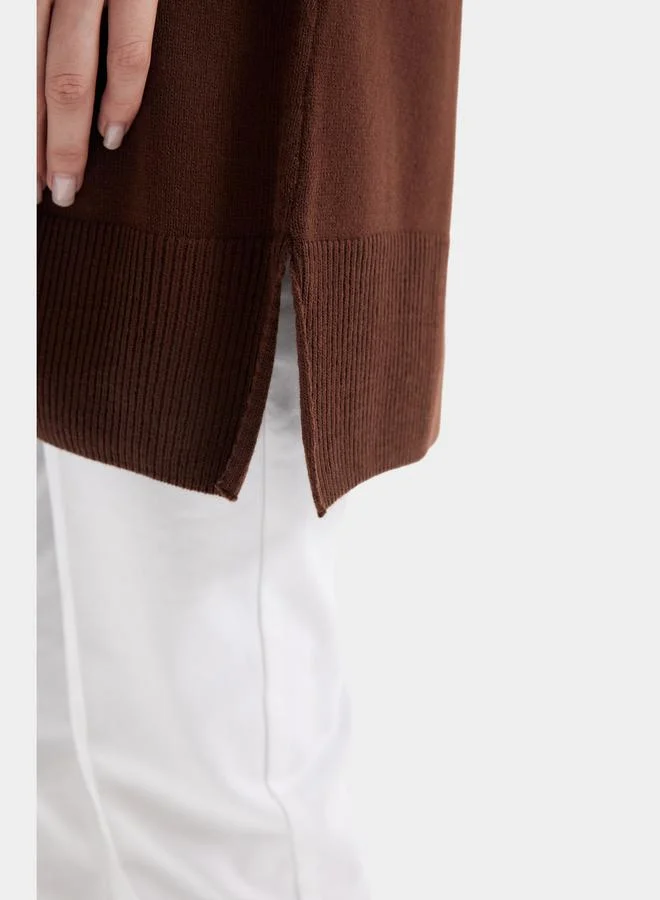 DeFacto DeFacto Regular Fit Crew Neck Side Slit Longline Tunic