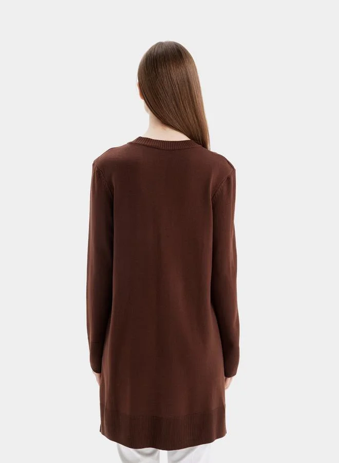 DeFacto DeFacto Regular Fit Crew Neck Side Slit Longline Tunic