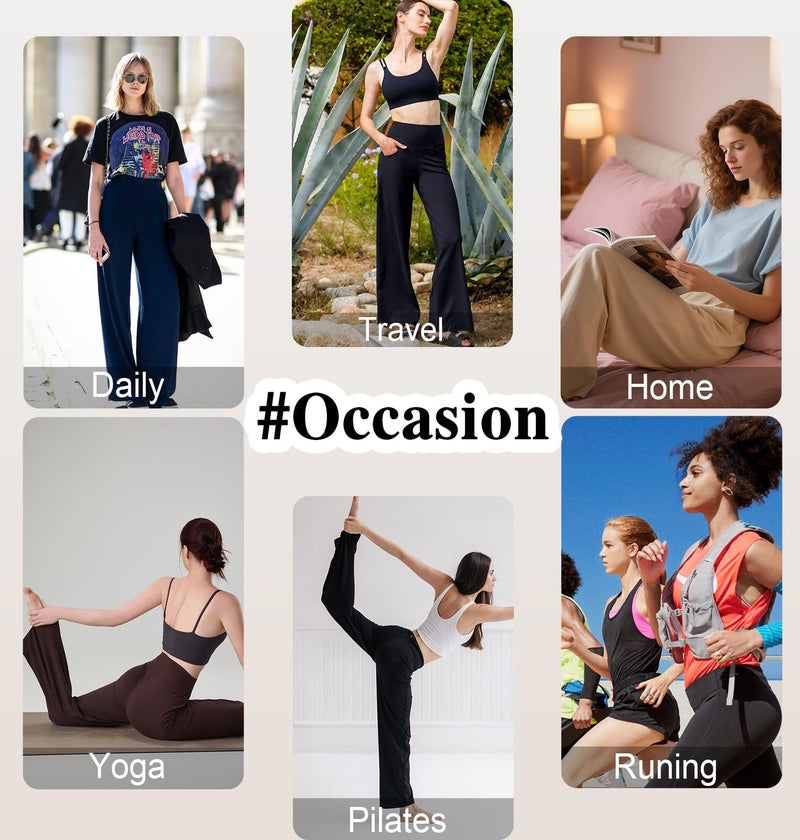 FULLSOFT 3 Pack Women's Wide Leg Yoga Pants Comfy Loose Sweatpants High Waisted Lounge Casual Workout Joggers Pants with Pockets(Black,Grey,Navy Blue,Large) - Image 5
