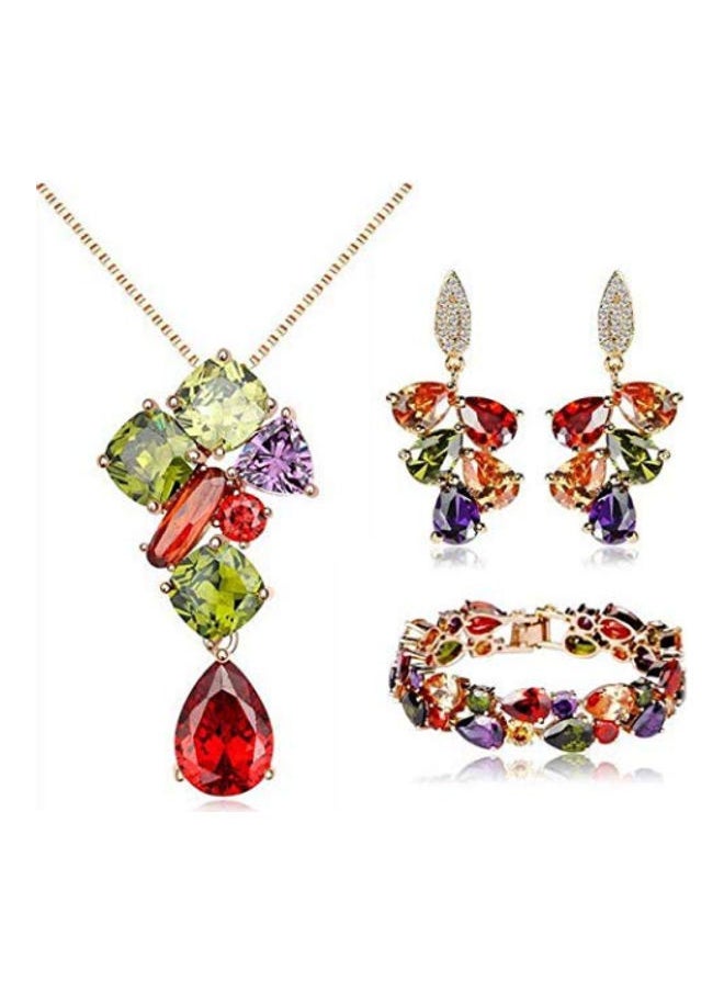 NIBEMINENT - Swarovski Crystal Necklace Bracelet Earrings Three-piece Jewelry Set - Image 1