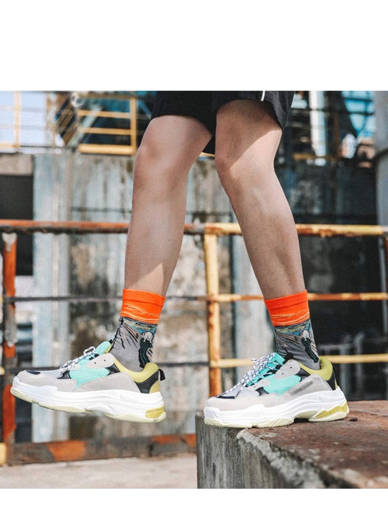 Men's Colorful Fun Dress Socks - 5 Pairs of Unique & Stylish Casual Cotton Crew Socks for Sports, Running, Skateboarding & Daily Wear - Image 5