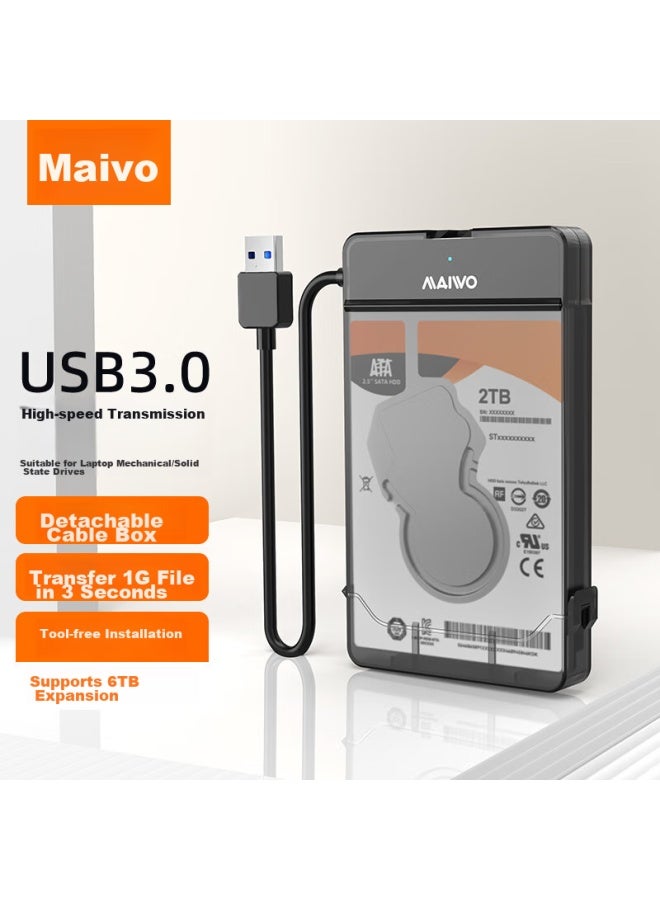 MAIWO حافظة القرص الصلب الخارجي Maiwo K104، حافظة قرص صلب بحجم 2.5 بوصة Usb3.0 لأجهزة اللابتوب، حافظة للقرص الصلب SSD والميكانيكي SATA، باللون الأسود - Image 1