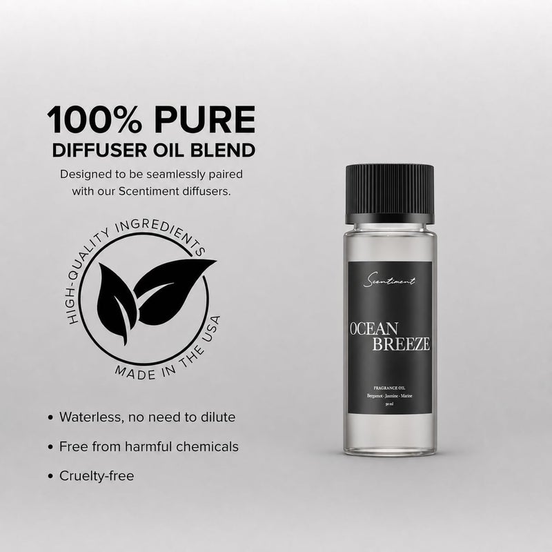 Scentiment Ocean Breeze Diffuser Oil - Premium Hotel Scent with Notes of Bergamot, Lemon, Jasmine with Marine & Amber Home Scent, Hotel Fragrance Oil Diffuser Refill - 1.69 fl oz (50 mL) - Image 3