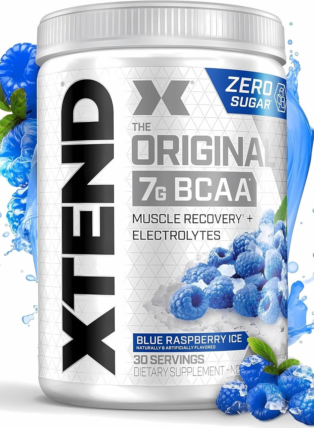 Xtend Bcaa Powder - Blue Raspberry Ice | 30 Servings | 7G Branched-Chain Amino Acids + Electrolytes | Sugar-Free Workout Support