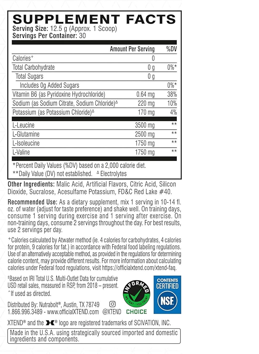Xtend Bcaa Powder - Blue Raspberry Ice | 30 Servings | 7G Branched-Chain Amino Acids + Electrolytes | Sugar-Free Workout Support