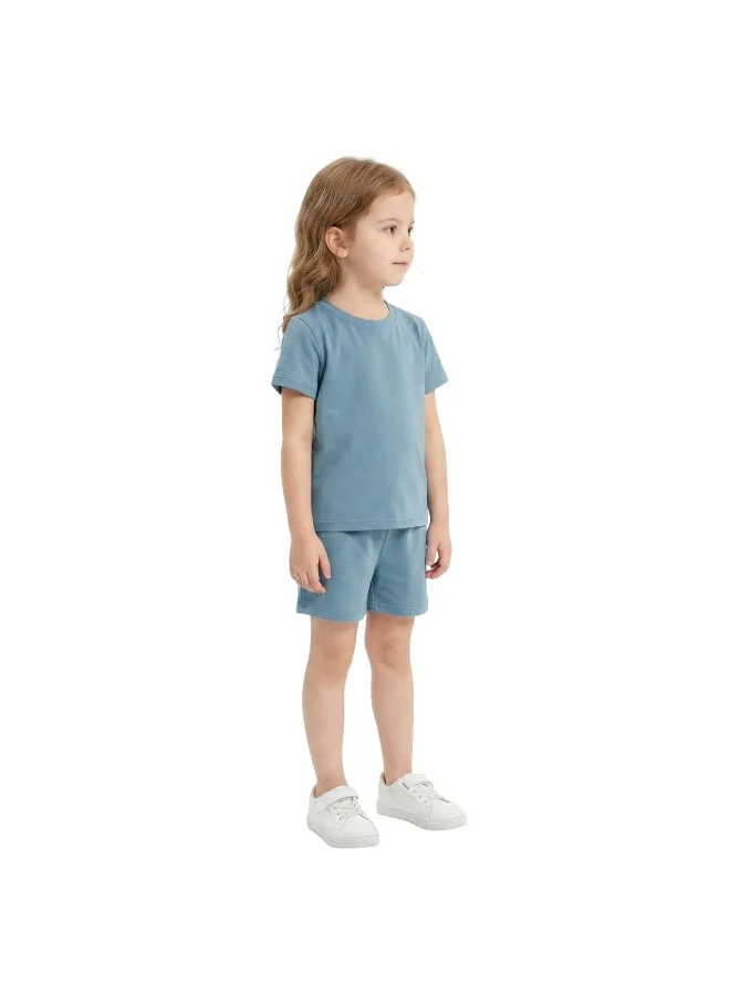 بيداني Girl Lounge Set T-Shirt & Shorts-Blue Grey