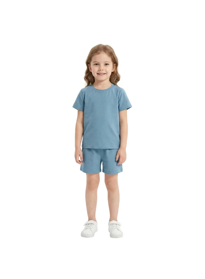 بيداني Girl Lounge Set T-Shirt & Shorts-Blue Grey