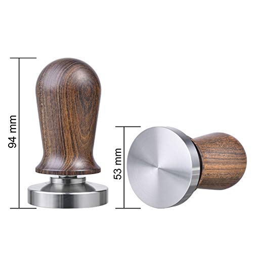 MATOW 53mm Calibrated Espresso Tamper, Calibrated Coffee Tamper with Spring Loaded Wooden Handle Stainless Steel Flat Base, Professional Barista Espresso Hand Tamper - Image 2