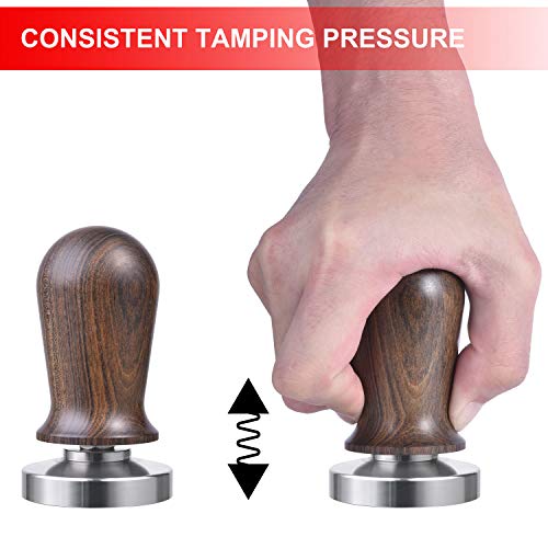 MATOW 53mm Calibrated Espresso Tamper, Calibrated Coffee Tamper with Spring Loaded Wooden Handle Stainless Steel Flat Base, Professional Barista Espresso Hand Tamper - Image 4