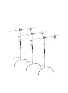 Coopic 3 Pack C Stand Stainless Steel 210cm Max height with 88cm Holding Arm and 2 pieces Grip Head for Video Reflector Mono light and Photography  - Image 1