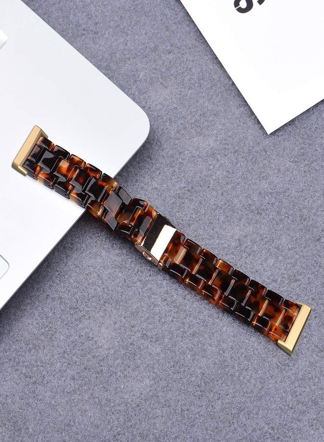 Wongeto Compatible with Fitbit Versa 3 & Versa 4, Fitbit Sense Watch Bands Women Men,Resin Bands Strap Replacement Wristband for for Fitbit Sense 2 and Versa 3 Smartwatch (Rose Gold+Tortoise) - Image 5