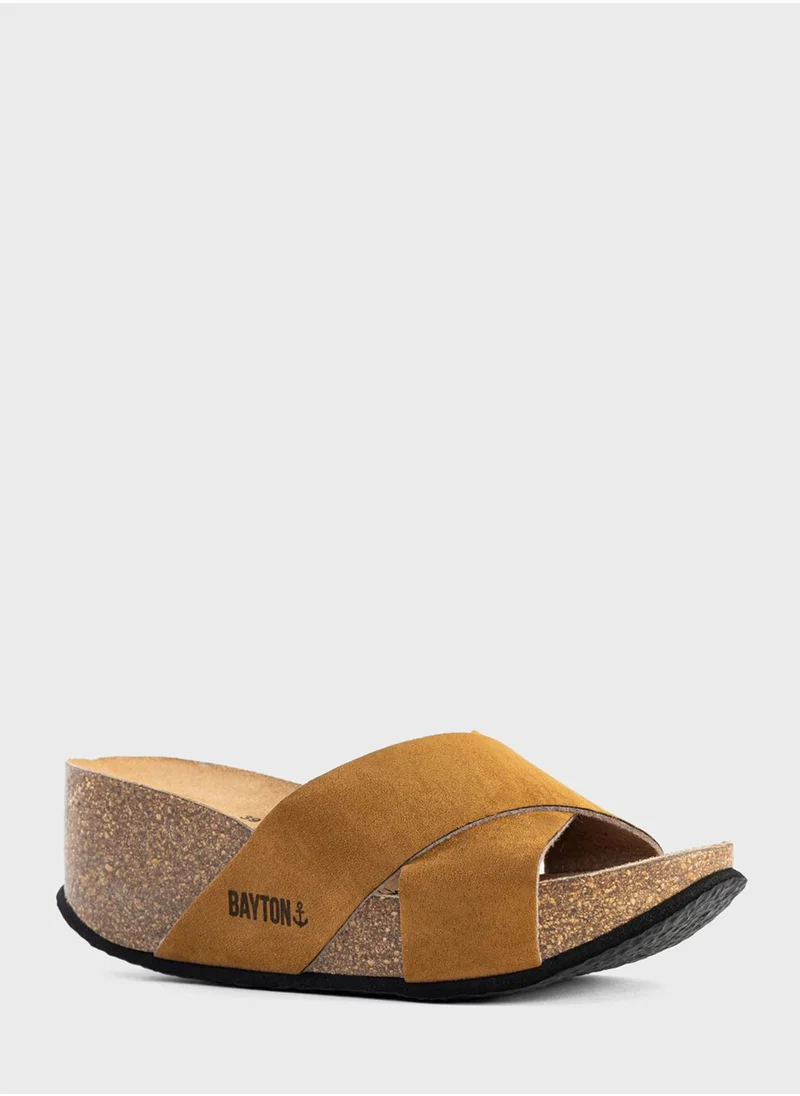 BAYTON Liverpool X Strap Wedge Sandals